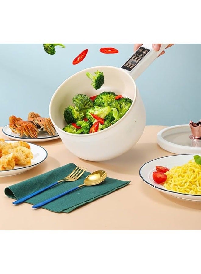 JAJEEK Electric Hot Pot with Steamer, 2L Multifunction Electric Cooker for Shabu-Shabu, Stir Fry, Noodles, Pasta, Nons-tick Frying Pan for Sauté, Power Control Ramen Cooker (2L Digital) - Image 4