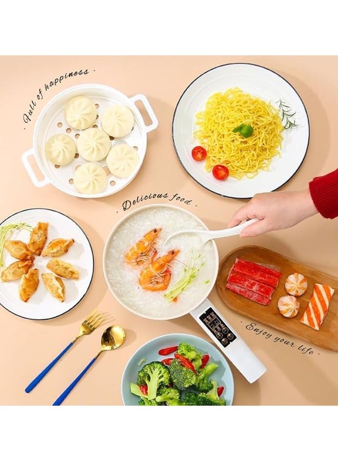 JAJEEK Electric Hot Pot with Steamer, 2L Multifunction Electric Cooker for Shabu-Shabu, Stir Fry, Noodles, Pasta, Nons-tick Frying Pan for Sauté, Power Control Ramen Cooker (2L Digital) - Image 3