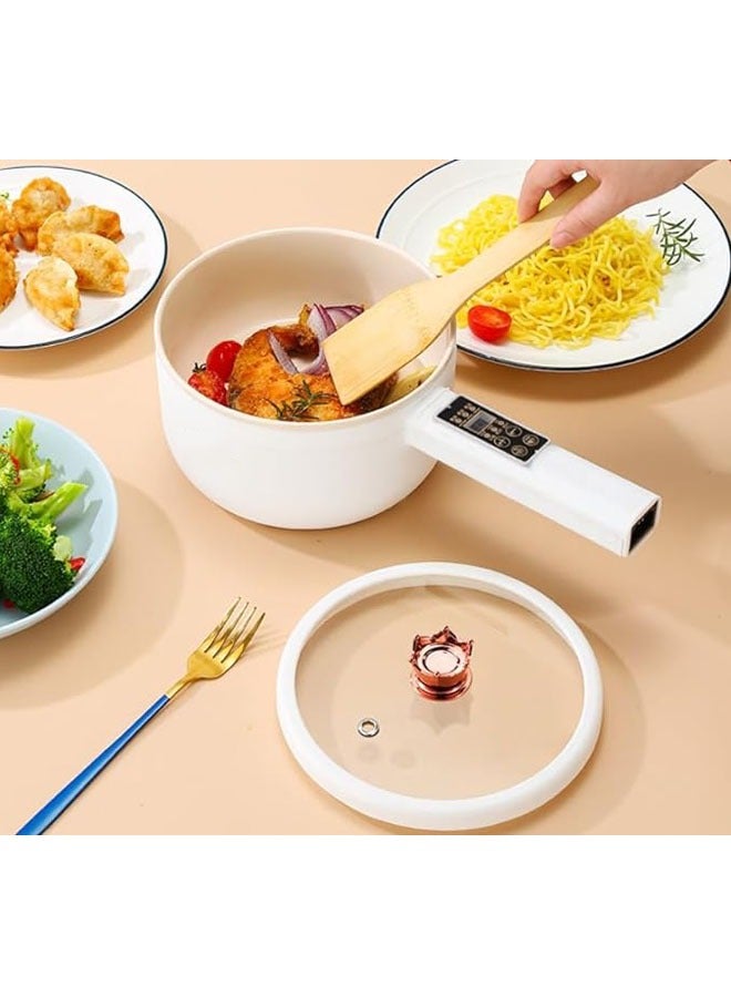 JAJEEK Electric Hot Pot with Steamer, 2L Multifunction Electric Cooker for Shabu-Shabu, Stir Fry, Noodles, Pasta, Nons-tick Frying Pan for Sauté, Power Control Ramen Cooker (2L Digital) - Image 5