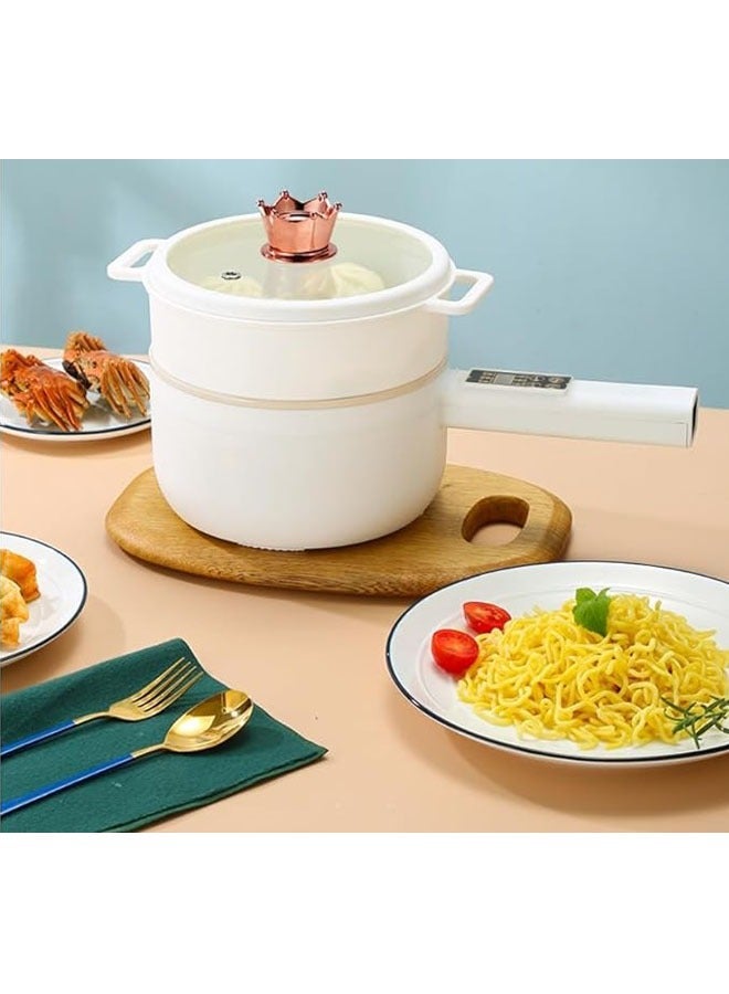 JAJEEK Electric Hot Pot with Steamer, 2L Multifunction Electric Cooker for Shabu-Shabu, Stir Fry, Noodles, Pasta, Nons-tick Frying Pan for Sauté, Power Control Ramen Cooker (2L Digital) - Image 2