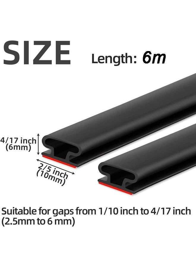 6M Black Rubber Weather Stripping Door Seal Strip, D Shape Door Rubber Weather Seal Strip for Windows - Image 2