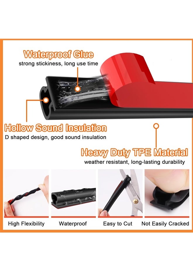 6M Black Rubber Weather Stripping Door Seal Strip, D Shape Door Rubber Weather Seal Strip for Windows - Image 4
