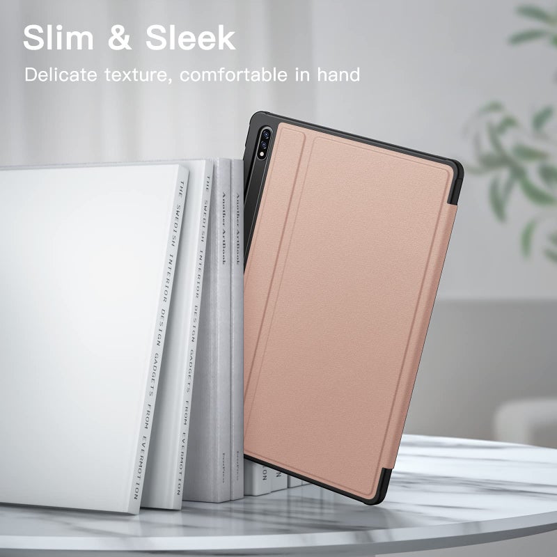 JETech Case for Samsung Galaxy Tab S8 Plus 2022 / S7 FE 2021 / S7 Plus 2020 12.4-Inch with S Pen Holder, Slim Folio Stand Protective Tablet Cover, Multi-Angle Viewing (Rose Gold) - Image 4
