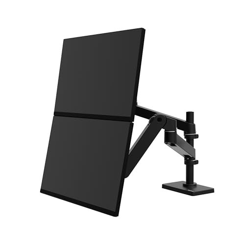 Ergotron – Upgraded LX Pro Premium Vertical Stacking Dual Monitor Arm, VESA Desk Mount – for 2 Monitors Up to 24 Inches, 4 to 22 lbs Each – Matte Black - Image 3
