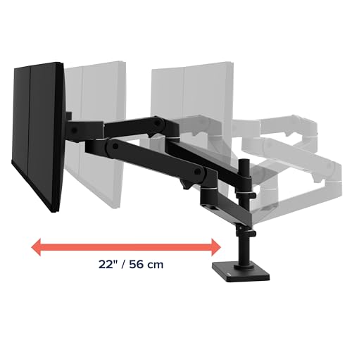 Ergotron – Upgraded LX Pro Premium Vertical Stacking Dual Monitor Arm, VESA Desk Mount – for 2 Monitors Up to 24 Inches, 4 to 22 lbs Each – Matte Black - Image 5