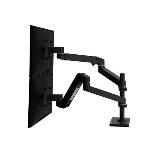 Ergotron – Upgraded LX Pro Premium Vertical Stacking Dual Monitor Arm, VESA Desk Mount – for 2 Monitors Up to 24 Inches, 4 to 22 lbs Each – Matte Black - Image 2