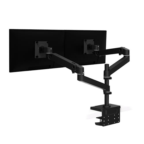 Ergotron – Upgraded LX Pro Premium Vertical Stacking Dual Monitor Arm, VESA Desk Mount – for 2 Monitors Up to 24 Inches, 4 to 22 lbs Each – Matte Black - Image 1