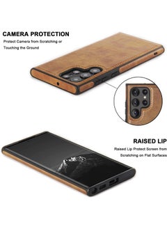 Aookay Leather Case for Samsung Galaxy S25 Ultra Vintage Business Slim Thin Drop and Scratch Resistant Full Protective Phone Cover Cases for Samsung Galaxy S25 Ultra（Brown）  - Image 3