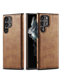 Aookay Leather Case for Samsung Galaxy S25 Ultra Vintage Business Slim Thin Drop and Scratch Resistant Full Protective Phone Cover Cases for Samsung Galaxy S25 Ultra（Brown）  - Image 1
