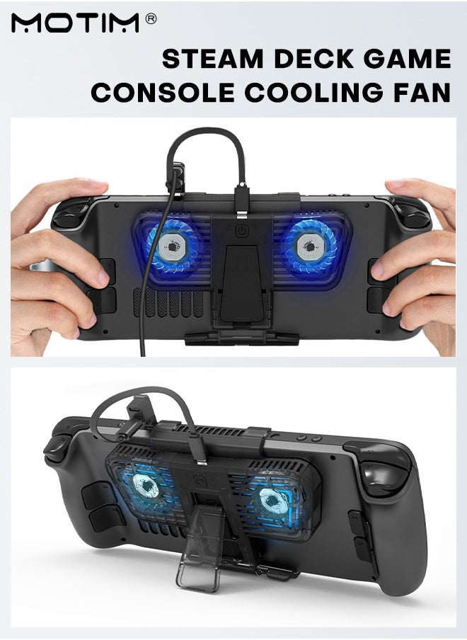 Motim - RGB Cooling Fan with Kickstand for Valve Steam Deck Nintendo Switch/OLED Rog Ally Cooling Fan Dock USB-C Adaptor Steam Deck Cooler with Adjustable Speed Blue RGB Lighting - Image 1