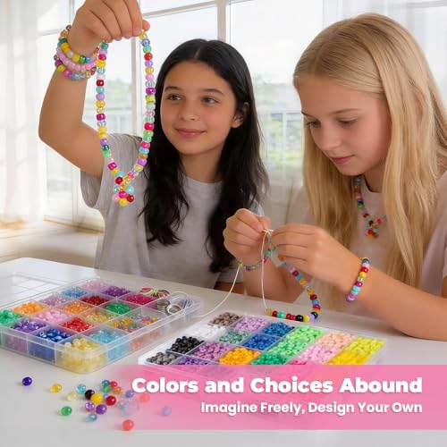 CUPLOOV 4300Pcs Pony Beads Kit for Bracelets Jewelry Making, 41 Colors Plastic 6×9mm Pony Beads Set Bulk, Friendship Beads for Keychains, Necklaces, DIY Crafts Gifts (100pcs Per Color) - Image 2