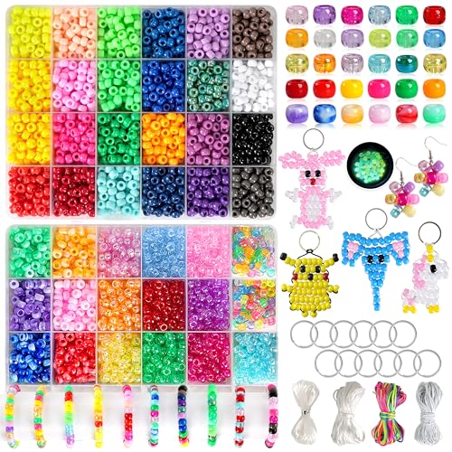 CUPLOOV 4300Pcs Pony Beads Kit for Bracelets Jewelry Making, 41 Colors Plastic 6×9mm Pony Beads Set Bulk, Friendship Beads for Keychains, Necklaces, DIY Crafts Gifts (100pcs Per Color) - Image 1