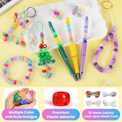 CUPLOOV 4300Pcs Pony Beads Kit for Bracelets Jewelry Making, 41 Colors Plastic 6×9mm Pony Beads Set Bulk, Friendship Beads for Keychains, Necklaces, DIY Crafts Gifts (100pcs Per Color) - Image 4