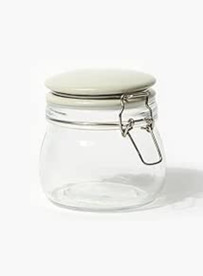 Matalan Clip Lock Glass Jar, 10.5 cm x 9.5 cm Size, Grey