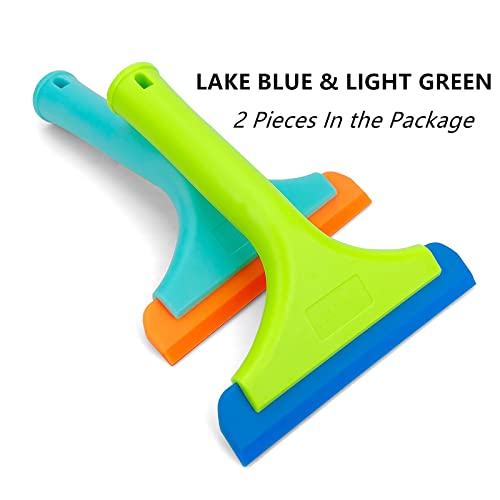 GUGUGI Super Flexible Silicone Squeegee, Auto Water Blade, Water Wiper, Shower Squeegee, 5.9'' Blade and 7.5'' Long Handle, for Car Windshield, Window, Mirror, Glass Door, Green+Lake Blue - Image 2