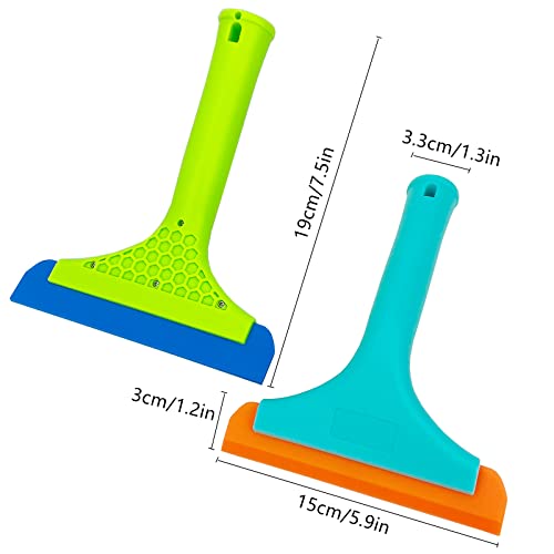 GUGUGI Super Flexible Silicone Squeegee, Auto Water Blade, Water Wiper, Shower Squeegee, 5.9'' Blade and 7.5'' Long Handle, for Car Windshield, Window, Mirror, Glass Door, Green+Lake Blue - Image 3