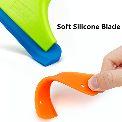 GUGUGI Super Flexible Silicone Squeegee, Auto Water Blade, Water Wiper, Shower Squeegee, 5.9'' Blade and 7.5'' Long Handle, for Car Windshield, Window, Mirror, Glass Door, Green+Lake Blue - Image 5