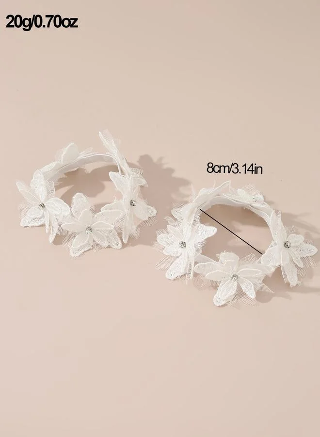 Take Two  Pack of 2 - Girls Multi-Color Pearls Embellished Floral Hair Tie for Women | Best Price UAE