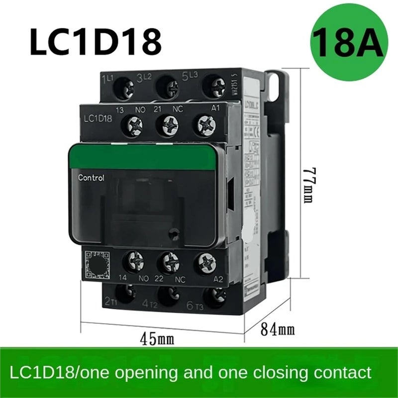 LC1D18 110V AC كونتاكتور أسود ثلاثي الأقطاب 1 قطعة - Image 3