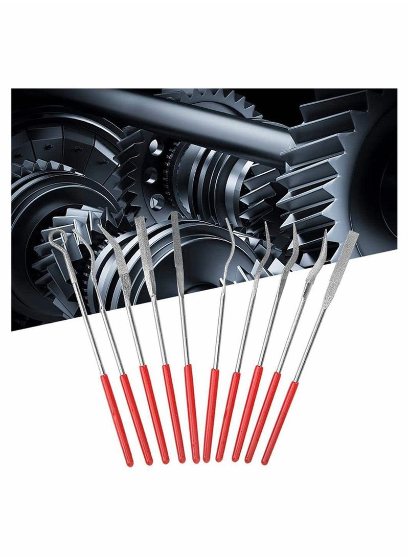 Y&D 10 PCS Diamond File Set Mini Needle File, Common Abrasive Special-Shaped Grinding Carving, Multi-Function Manual Tools, for Ceramic Glass Metal Stone Jewelry 3x140mm  - Image 4