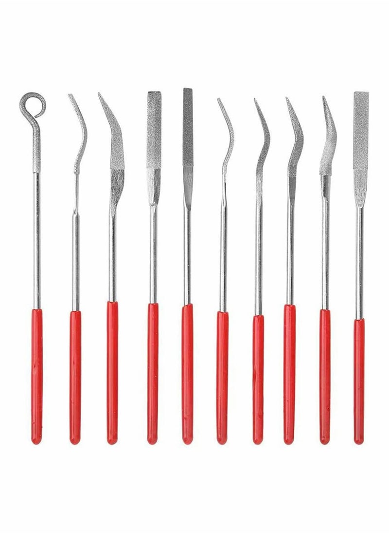 Y&D 10 PCS Diamond File Set Mini Needle File, Common Abrasive Special-Shaped Grinding Carving, Multi-Function Manual Tools, for Ceramic Glass Metal Stone Jewelry 3x140mm  - Image 1