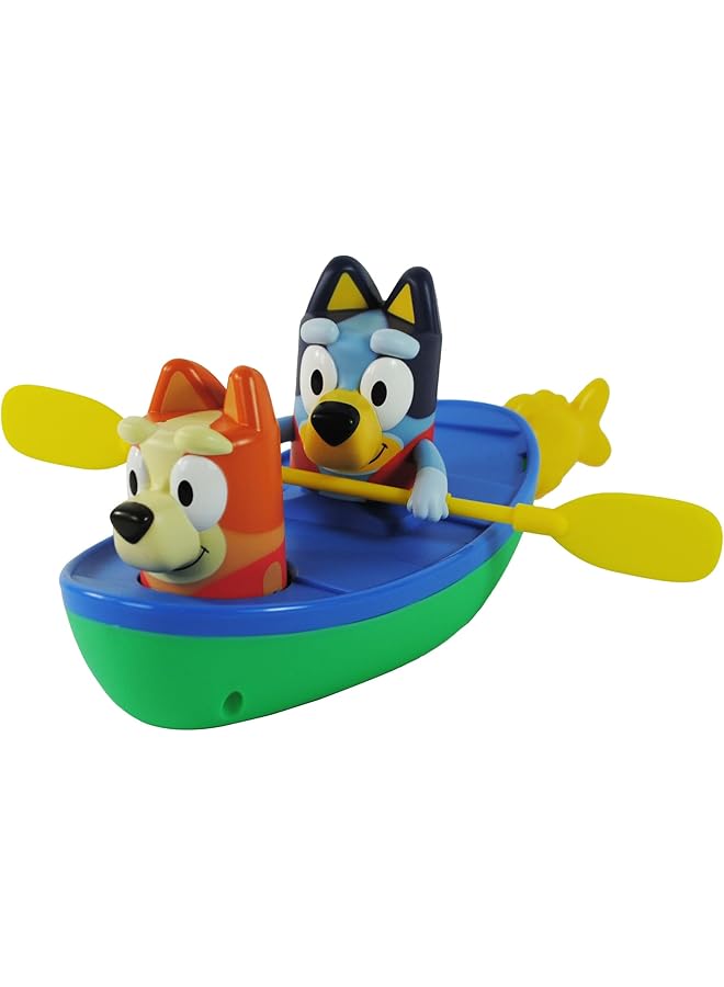 TOMY Bluey Toomies Canoe Bath Toy Bluey And Bingo In Pull Cord Activated Canoe Officially Licensed Bluey Toys Toys For Kids 18 Months+ - Image 1