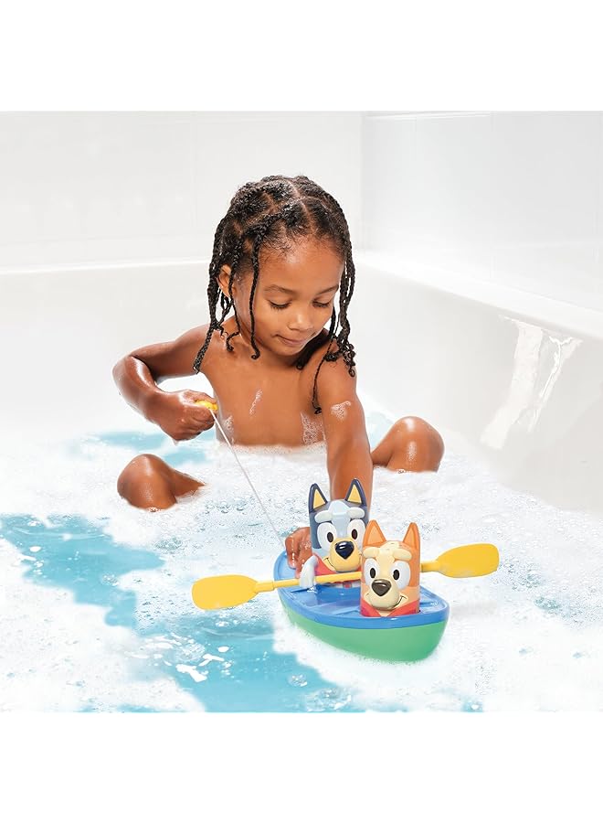 TOMY Bluey Toomies Canoe Bath Toy Bluey And Bingo In Pull Cord Activated Canoe Officially Licensed Bluey Toys Toys For Kids 18 Months+ - Image 4