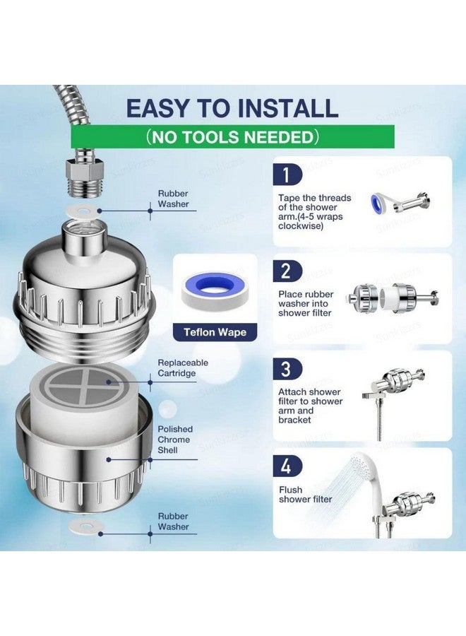 Sunkizzrs® Shower Head Filter For Hard Water(20-Stage)-Water Softener for Bathroom with Vitamin C,-Remove Chlorine, Fluoride, Heavy Metals to Reduces Dry Itchy Skin & Dandruff (Shower Head Filter) - Image 4
