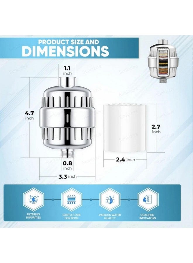 Sunkizzrs® Shower Head Filter For Hard Water(20-Stage)-Water Softener for Bathroom with Vitamin C,-Remove Chlorine, Fluoride, Heavy Metals to Reduces Dry Itchy Skin & Dandruff (Shower Head Filter) - Image 3