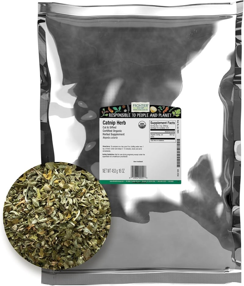 Frontier Co-op Organic Catnip Leaf & Flower, Cut & Sifted - 1 lb Bulk Bag - Image 1