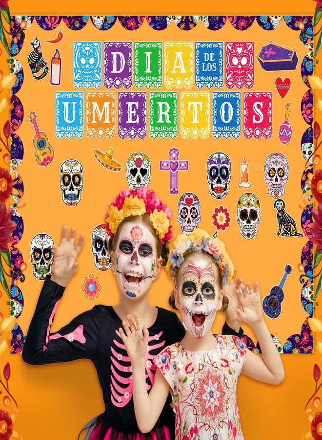 WhatSign Day of The Dead Decorations Halloween Cutouts Sugar Skull Decor Cutout Dia De Los Muertos Paper Decorations Cutouts Classroom Bulletin Board Halloween Day of The Dead Party Supplies - Image 3