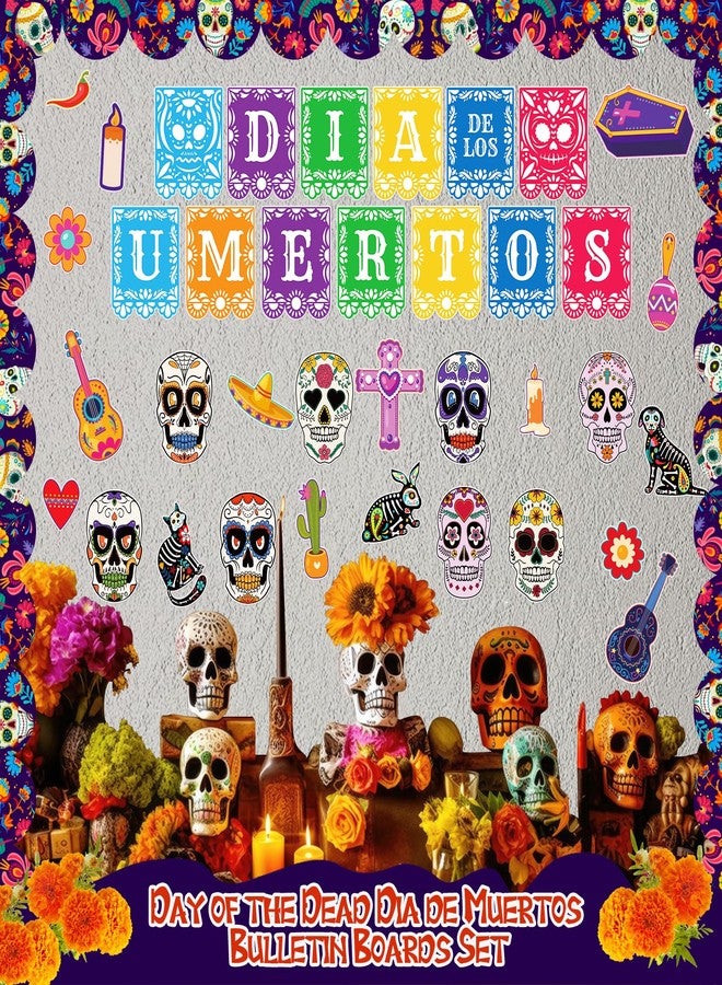 WhatSign Day of The Dead Decorations Halloween Cutouts Sugar Skull Decor Cutout Dia De Los Muertos Paper Decorations Cutouts Classroom Bulletin Board Halloween Day of The Dead Party Supplies - Image 2
