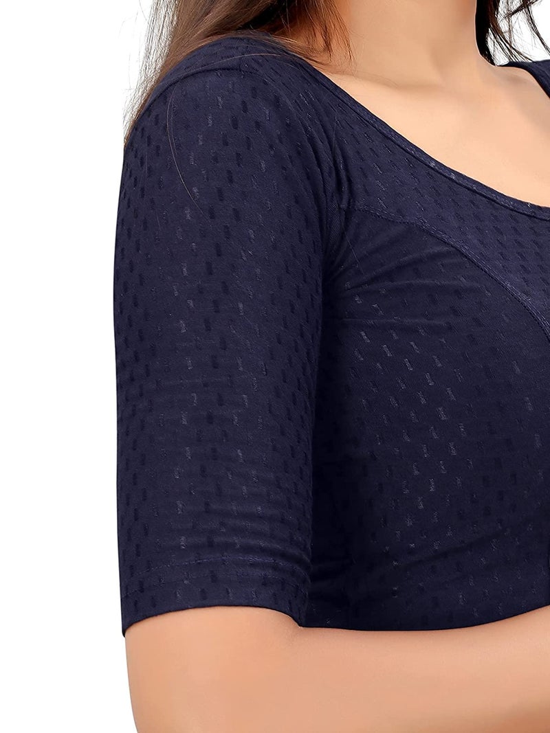 Bhochi Round Neck Cotton Spendex|Stretchable Blouse for Women|Readymade Blouse for Women|Blouses|Stretchable Blouse Readymade - Image 4