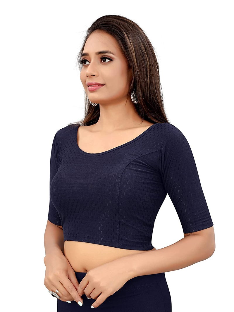 Bhochi Round Neck Cotton Spendex|Stretchable Blouse for Women|Readymade Blouse for Women|Blouses|Stretchable Blouse Readymade - Image 2