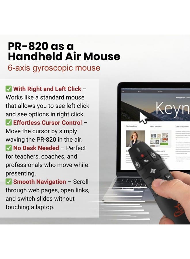 Red Star Tec Wireless Powerpoint Presentation Remote Clicker and Keynote Presenter with Wireless Mouse (PR-820) from Red Star Tec - Image 5