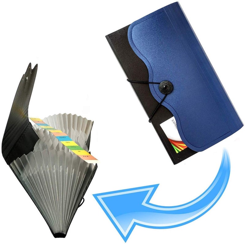 NSSP™ Expanding Cheque Book Holder Case, 12 Pocket Multi Passbook Holder/Bill Folder/Passport/Memo Cards/Cash Storage Pouch Organizer with Elastic Swing (Color May Very) Pack of 1 - Image 2