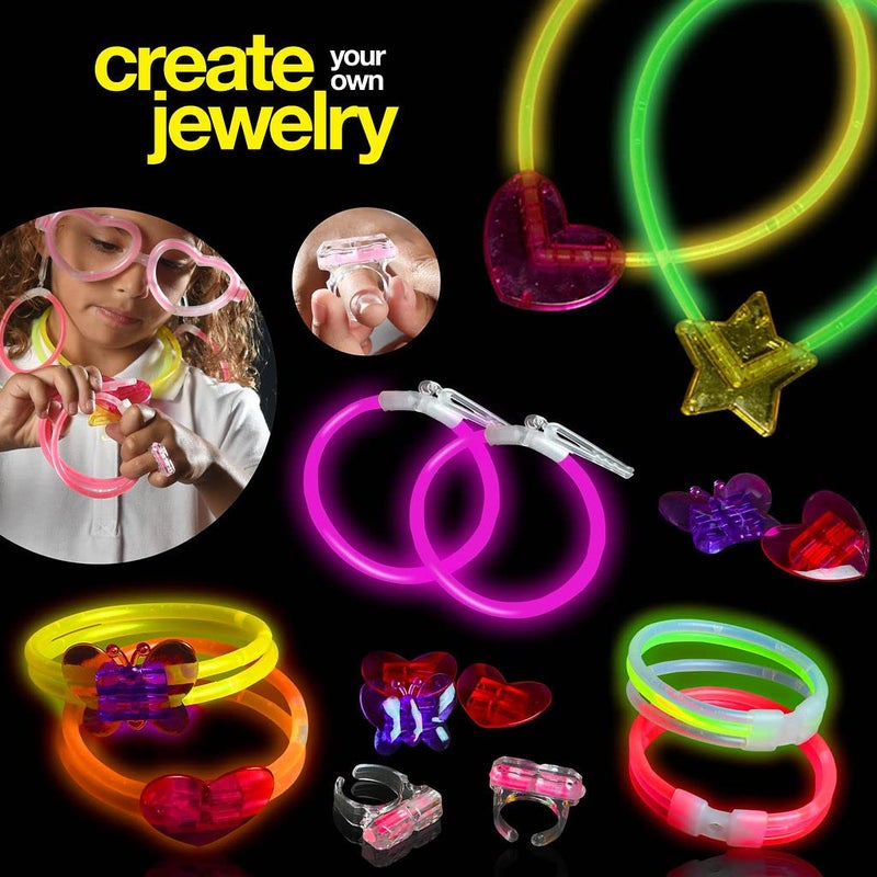 Play22 500 Glow Sticks Party Pack Necklaces And Bracelets - Ultra Bright Glow in The Dark Party Supplies, Bulk 8â€ Mixed Colors 200 Sticks And 300 Accessories - for Halloween, Christmas, Birthday - Image 4