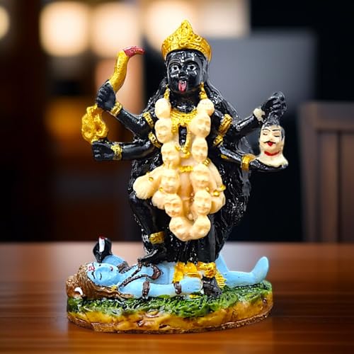 RIANZ® Kali MATA God Idol for Car Dashboard, Home Temple & Office Decor | Hindu Goddess Figurine Murti with Detailing | 10cm x 7cm | Spiritual Gift & Puja Decoration Item (Black) - Image 4