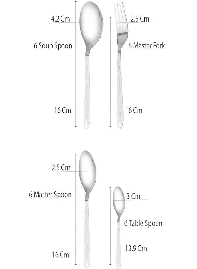 Artha Cutlery Set -24+1 Pcs Spoon Set with Plastic Stand Include 6 Tea Spoon, 6 Fork,6 Dessert Spoon and 6 Soup Spoons Peridot (Hammer) Desing - Image 5