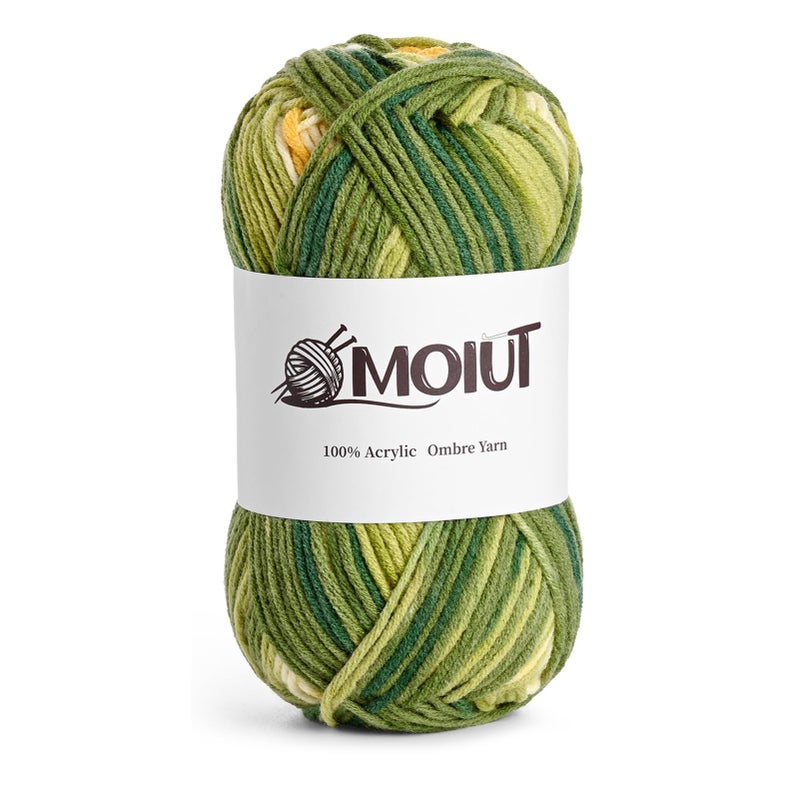 OMoiut Fluffy Variegated Yarn for Crocheting - 100% Acrylic Worsted Weight Yarn 4 - Bulky Ombre Yarns for Crocheting Sockã€Scarf and DIY Crafts - Premier Puzzle Yarns 3.5oz/169ydsï¼ˆGreen Fieldsï¼‰ - Image 1