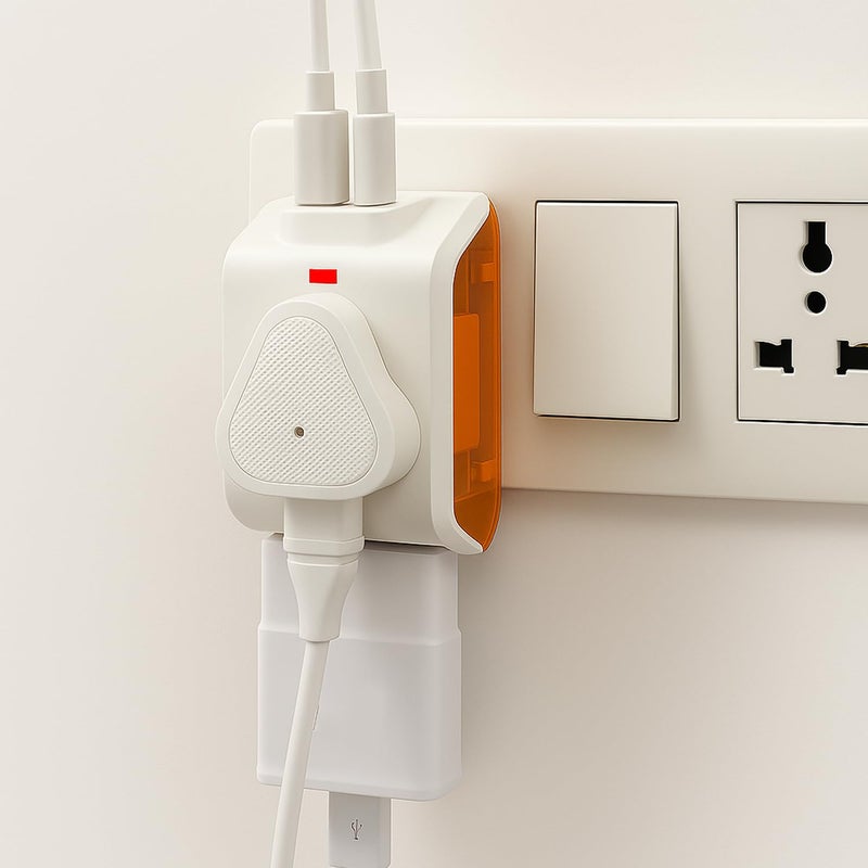 EMBOX محول متعدد المآخذ مع منافذ USB | مقبس عالمي ذو 2 دبابيس | محول شاحن متعدد USB مع USB-A و Type-C | محول طاقة سريع مدمج للهواتف والأجهزة اللوحية | عبوة من 1 - Image 1