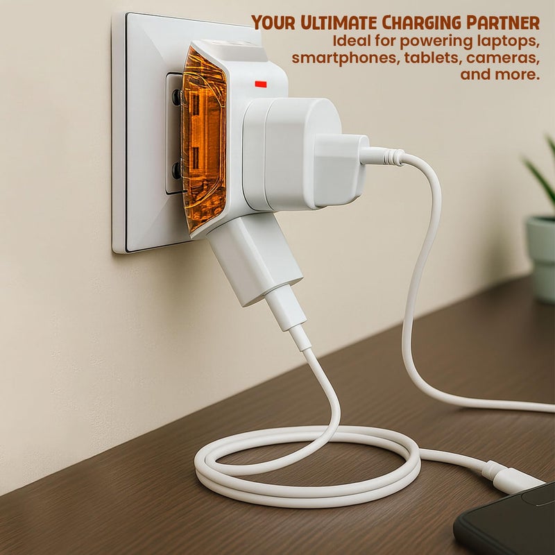 EMBOX محول متعدد المآخذ مع منافذ USB | مقبس عالمي ذو 2 دبابيس | محول شاحن متعدد USB مع USB-A و Type-C | محول طاقة سريع مدمج للهواتف والأجهزة اللوحية | عبوة من 1 - Image 4