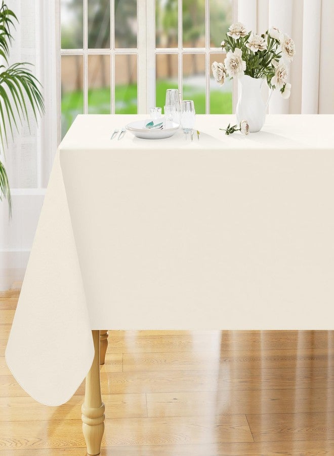 Smiry Rectangle Table Cloth 60x140 Inch, Waterproof Wipeable Vinyl Tablecloths Protector, Oil Spill Proof Plastic Table Cover for Dining, Picnic, Camping, Outdoor, Beige - Image 1