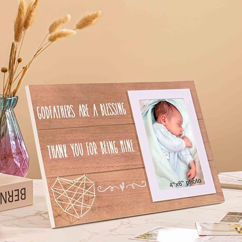 NZY Father's Day Gift for Godfather from Godchild Godfather Appreciation Present Baptism Blessing Presents Thank You for Being Mine Birthday Christmas Gifts Wooden Picture Frame Photo Frame - Image 5
