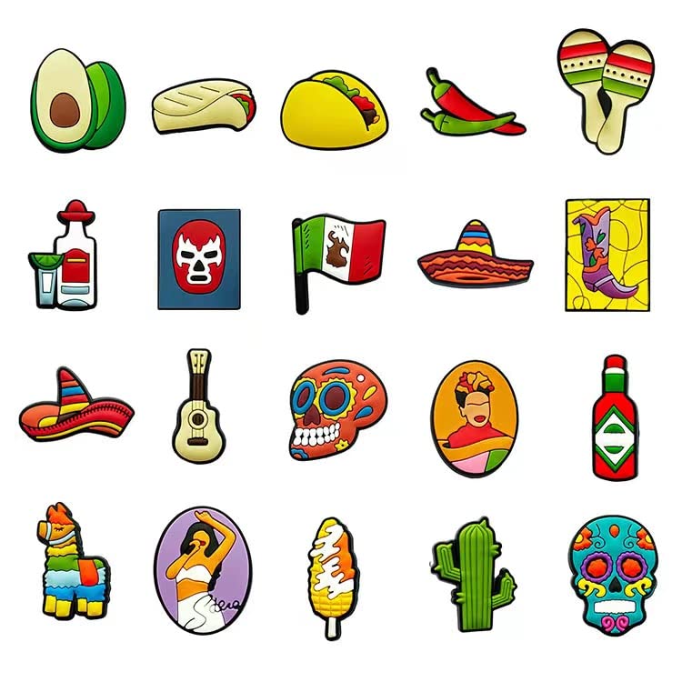 Yeaco 20pcs Non-repetitive Mexico Theme Shoe Charms For Clog Sandals - Image 3