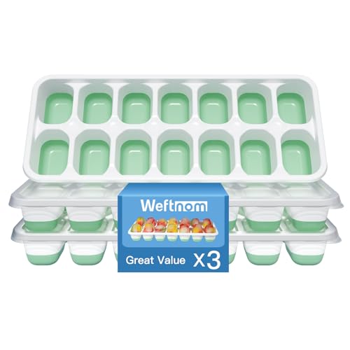 Weftnom Ice Cube Tray with Lid, 3 Pack Silicone Easy-Release Ice Trays for Freezer, Stackable Ice Cube Molds for Drinks, Cocktails, Whiskey, Coffee - BPA-Free and Odor-Free - Image 1