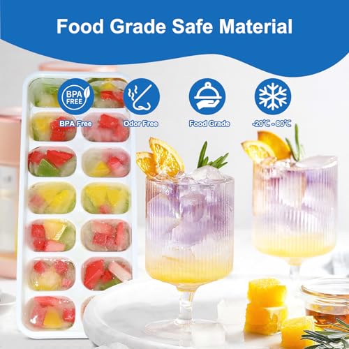 Weftnom Ice Cube Tray with Lid, 3 Pack Silicone Easy-Release Ice Trays for Freezer, Stackable Ice Cube Molds for Drinks, Cocktails, Whiskey, Coffee - BPA-Free and Odor-Free - Image 3