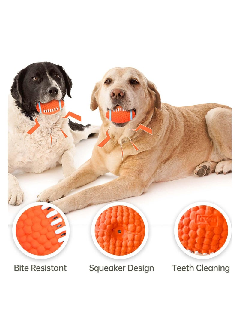 CMGTYYD Dog Toy Ball, Indestructible Squeaky Dog Toy, Durable Elasticity Interactive Ball for Training Dog Catch and Fetch, Light Weight Floatable Rugby Toys for Medium & Large Breeds