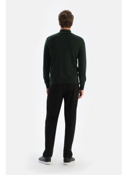 dagi Dark Green Men's Cashmere Blend Zipper Collar Sweater  - Image 1