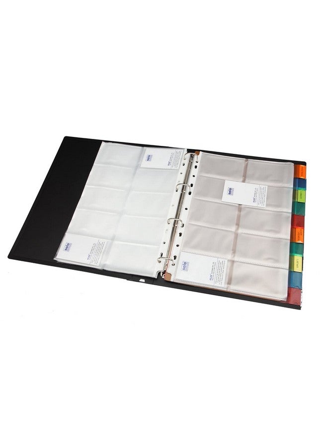 سولو ملف حامل بطاقات العمل Solo A4، 500 جيب بطاقة مع فهرس، منظم مستندات احترافي للاسم والزيارة والائتمان والخصم وبطاقات الهوية مع ملف غطاء بلاستيكي صلب (أسود) - Image 1